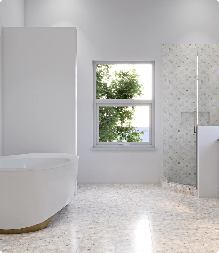 Modern bathroom with natural light