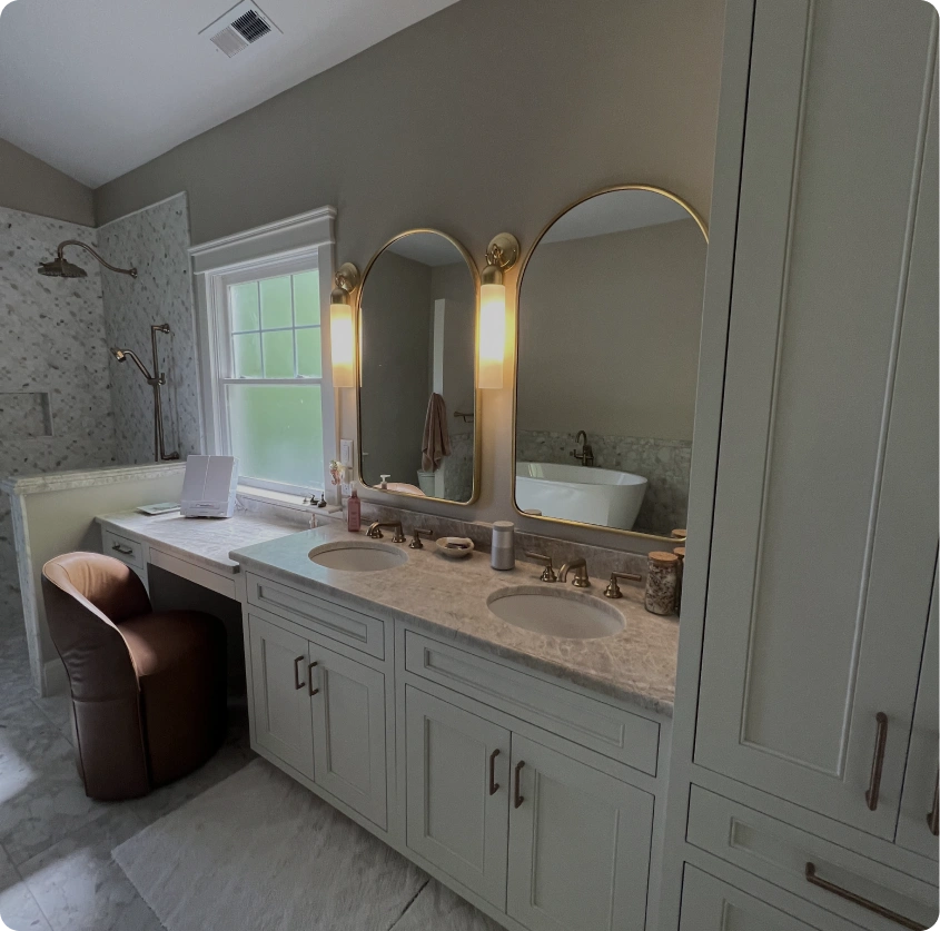 Modern bathroom with dual sinks