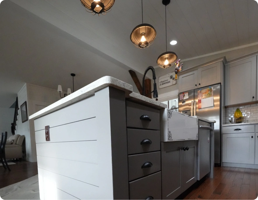 Modern kitchen with elegant lighting fixtures