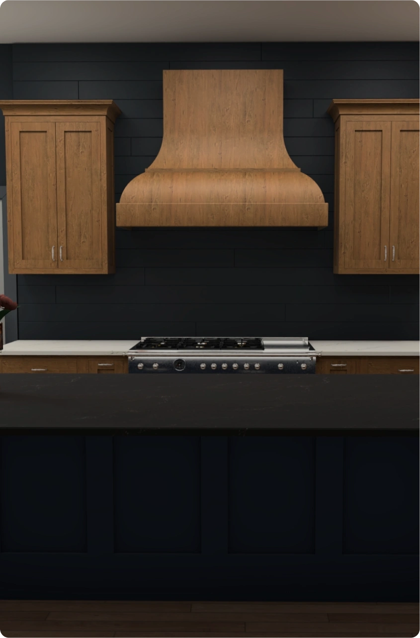 Modern kitchen with wooden cabinetry