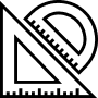 Simple protractor illustration in black